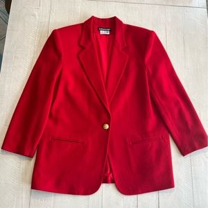 Red Blazer 100% Wool Gold Button Size 16